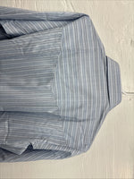 New Men’s ELY Cattleman Blue Stripe Long Sleeve Pearl Snap 15 Medium AA-72