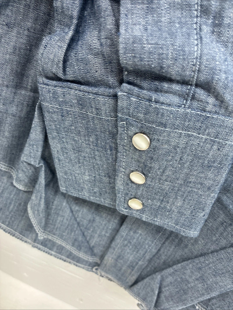 New Men’s Champion Westerns Blue Jean Design Long Sleeve Pearl Snap Medium O-34