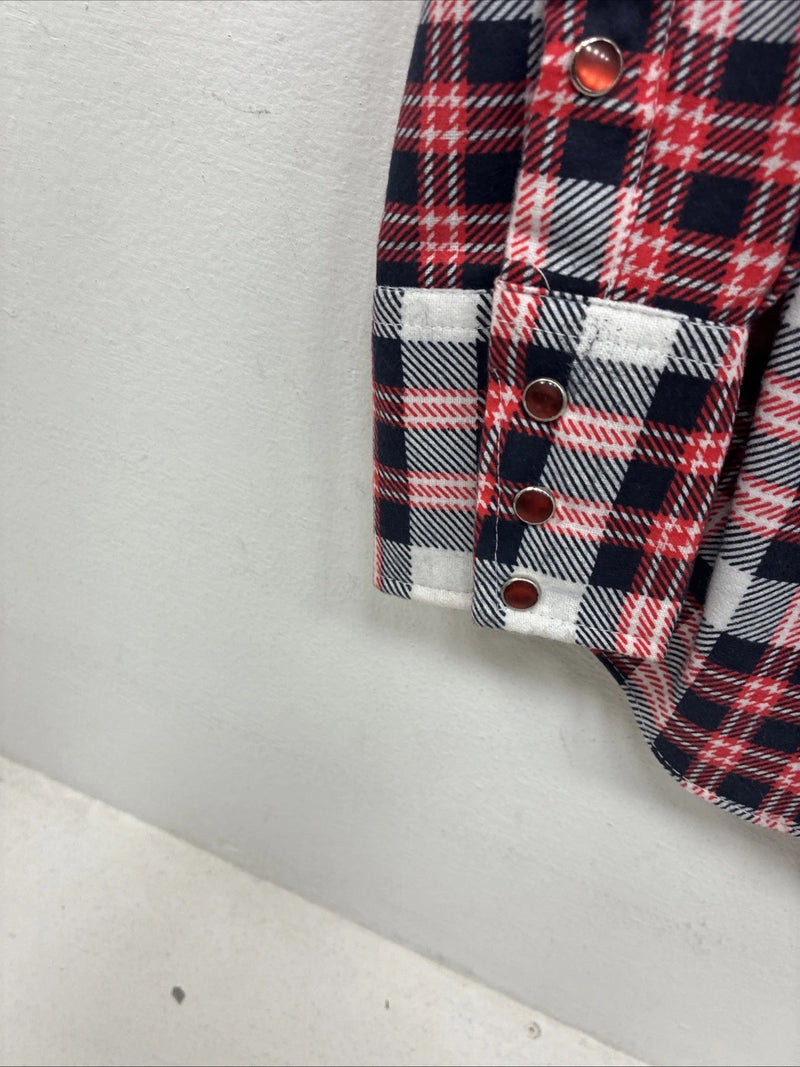 New Women’s Panhandle Slim Red Plaid Long Sleeve Pearl Snap Size 32 KK-67