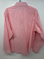 New Women’s White Horse Pink Gem Long Sleeve Pearl Snap XL GG-70