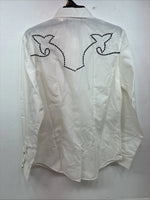 New Women’s White Horse Cream Design Long Sleeve Pearl Snap Medium LL-79