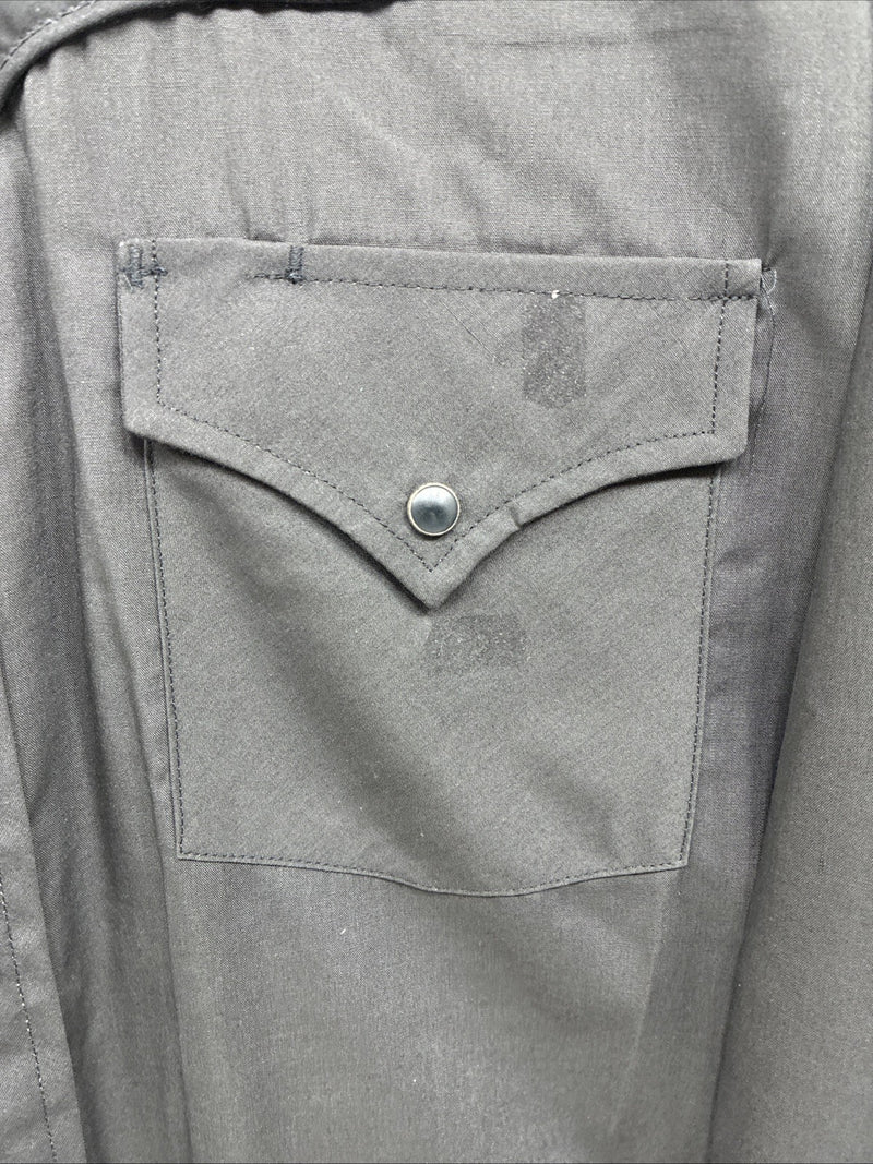 New Men’s ELY Diamond Black Blue Rose Design Long Sleeve Pearl Snap Medium K-35