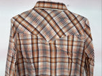 New Kids Panhandle Slim Orange Plaid Long Sleeve Pearl Snap 12 LL-36