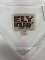 New Men’s ELY Cattleman White Long Sleeve Pearl Snap 18.5 X 36 2XL X-75
