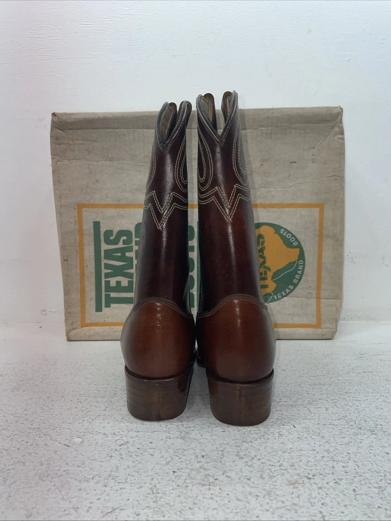 New Youth Brown Texas Brand Cowboy Boots. 2803 4.5 4 1/2 D. 2-115