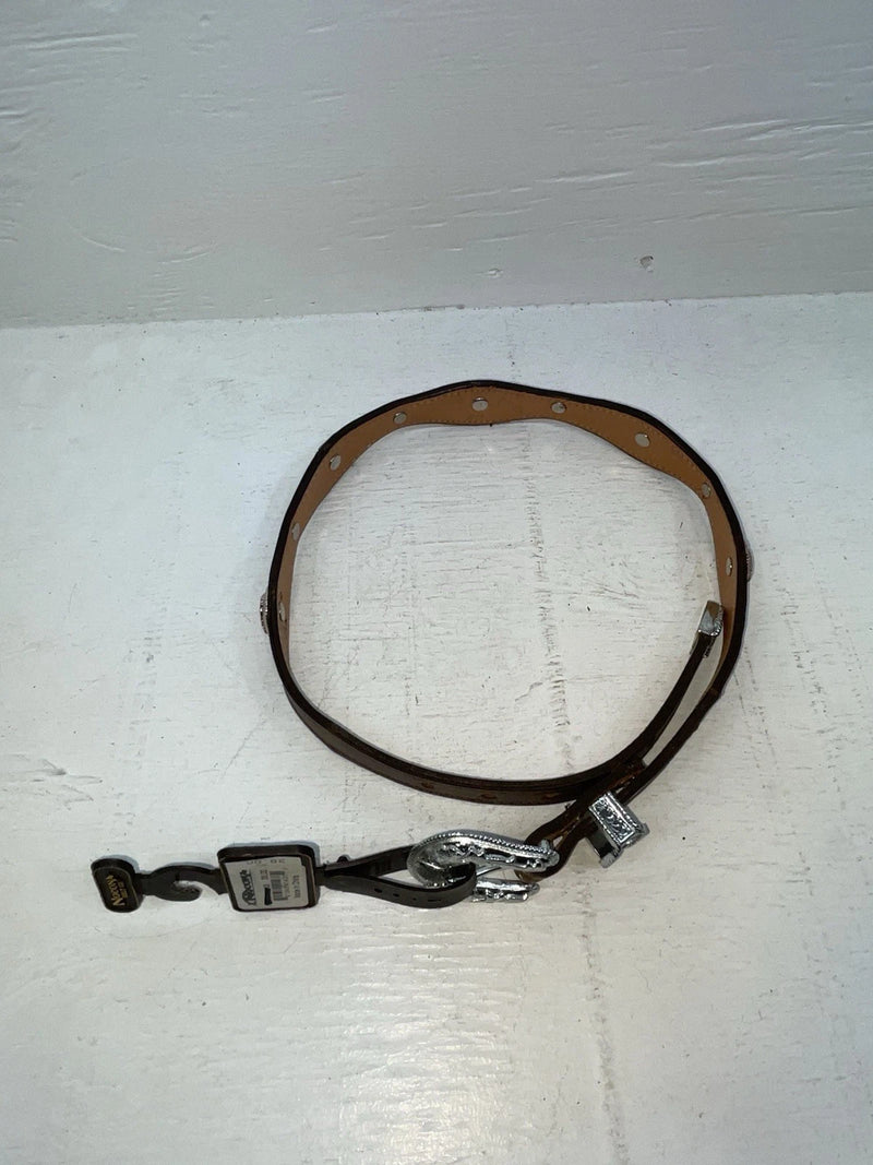 New Brown Genuine Leather Nocona Silver Pendent 26” Belt #3016602 NN-84