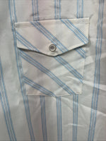 New Women’s White Horse Blue Stripe Long Sleeve Pearl Snap XL II-4