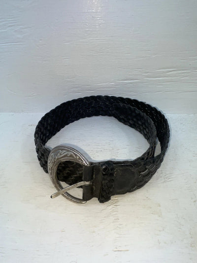New Black Genuine Leather Braided 38” Belt #8840/01 Z-108