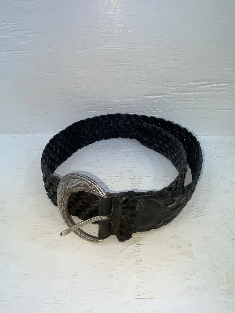 New Black Genuine Leather Braided 38” Belt #8840/01 Z-108