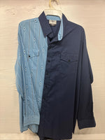New Men’s Cowboy Threads Blue Half Design Long Sleeve Button Up XL M-75