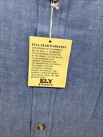 New Men’s ELY Cattleman Blue Long Sleeve Button Up 20.5 X 36 4XL E-100