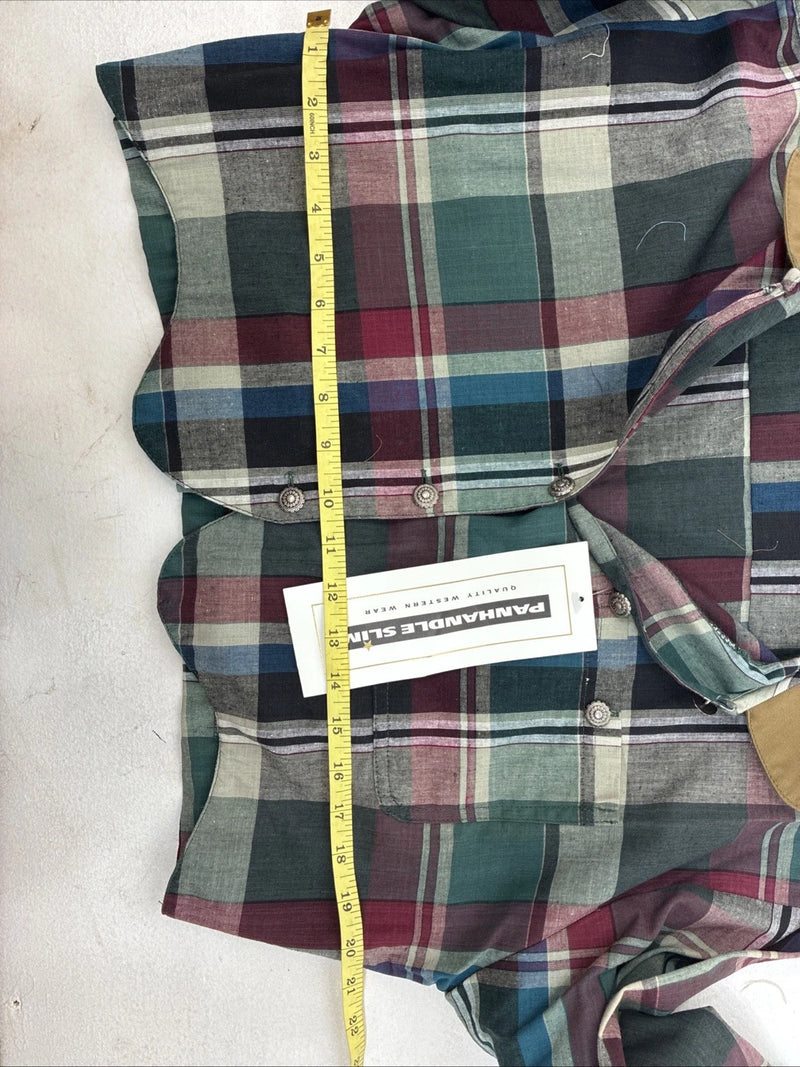New Women’s Panhandle Slim Plaid Long Sleeve Button Up Crop Top XL MM-115