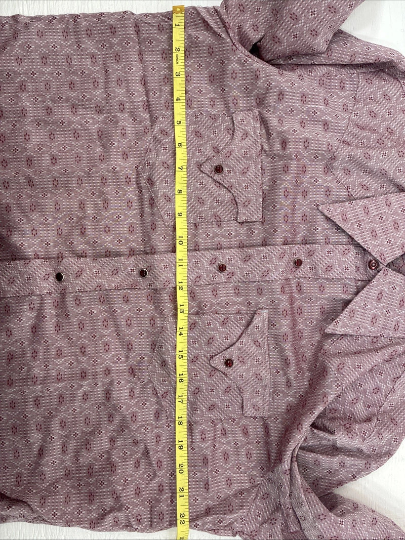 New Men’s Tem Tex Pink Design Long Sleeve Pearl Snap 16.5 Large X-47