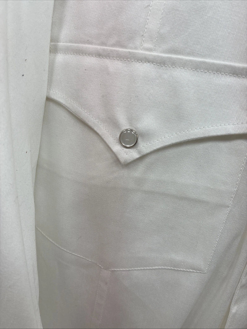 New Men’s Western Express White Western Long Sleeve Pearl Snap Large AA-40