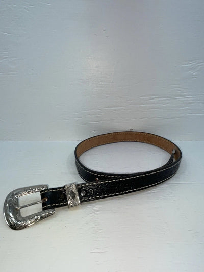 New Black Genuine Leather Tooled 28” Belt #101 Z-132