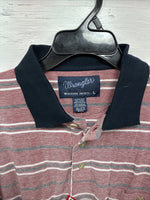 New Men’s Wrangler Pink Stripe Short Sleeve Polo Shirt Large DD-10