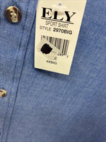 New Men’s ELY Cattleman Blue Long Sleeve Button Up 20.5 X 36 4XL E-100