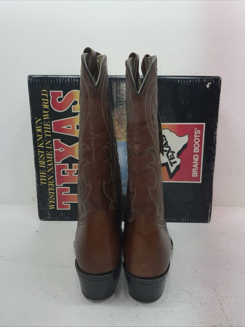 New Men’s Brown Texas Brand Cowboy Boots. 5111 9.5 9 1/2 D. 6-98
