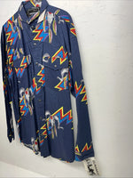 New Men’s Gunsmoke Multicolor skull Button Up Long Sleeve Shirt Medium I-42