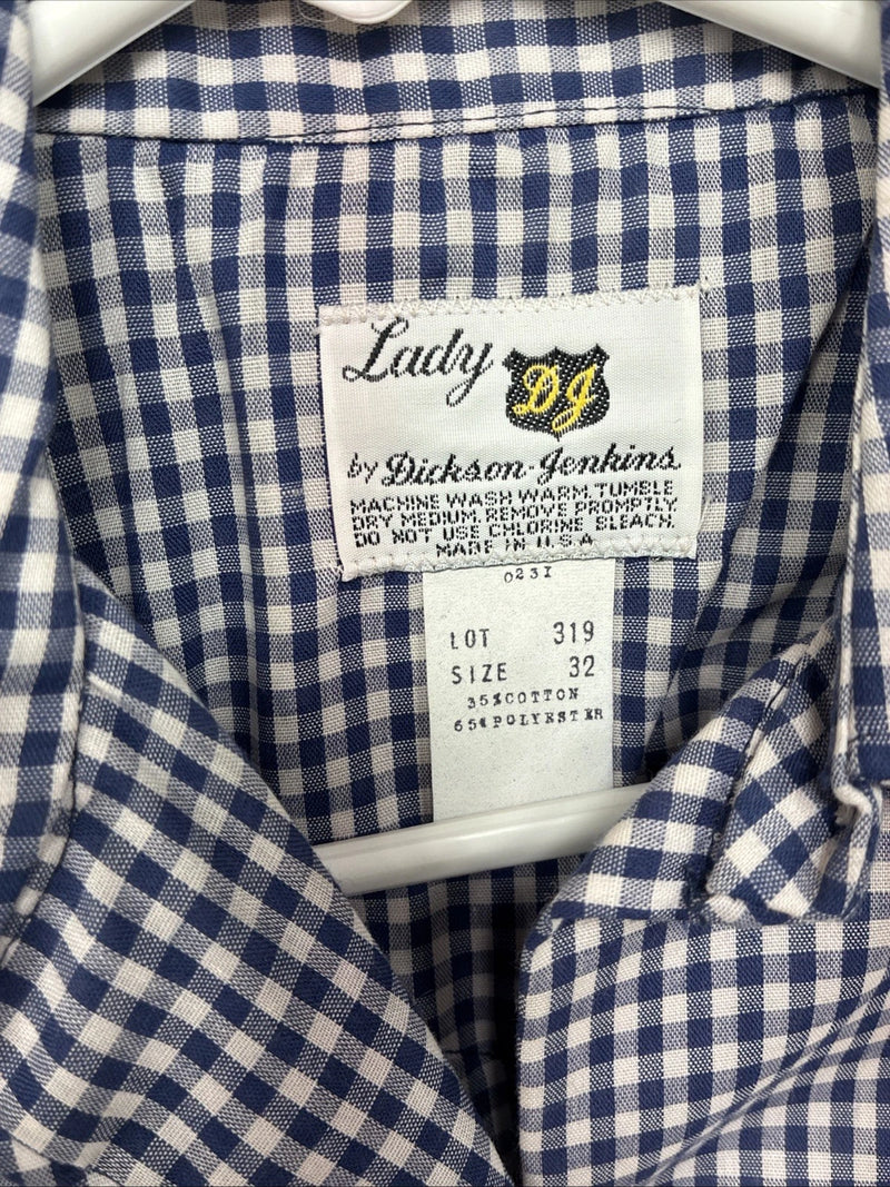 New Women’s Dickson Jenkins Blue Checker Long Sleeve Pearl Snap Size 32 MM-92