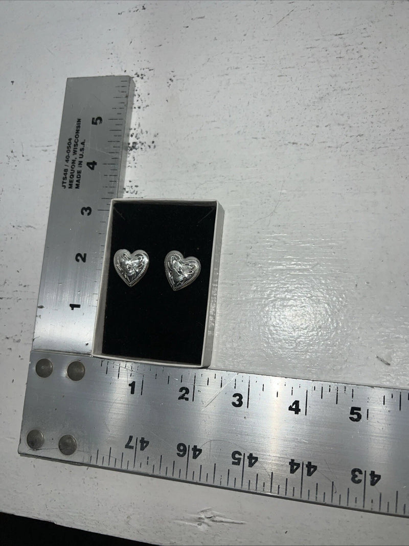 New Women’s Congress Leather Silver Heart Earrings. 93141 B-6