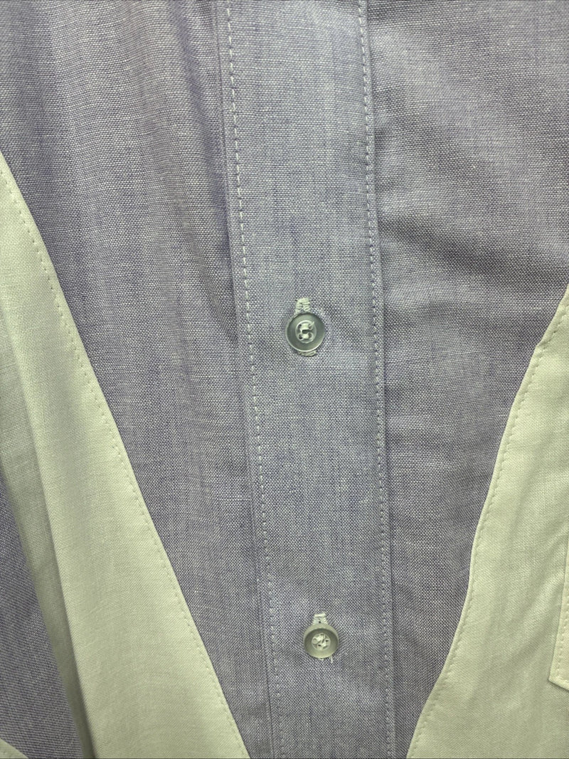 New Men’s Cowboy Threads Purple White Long Sleeve Button Up Medium KK-81
