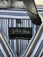 New Men’s Blue Stripped White House Pearl Snap Long Sleeve Shirt. XXL G-64