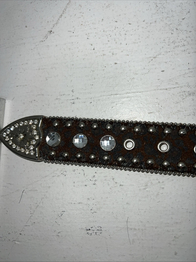 New Brown Blazin Roxx Genuine Leather Bling Belt Large #N3510002 W-14