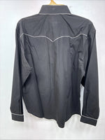 New Women’s White Horse Black Design Long Sleeve Pearl Snap Medium LL-87