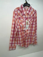 New Women’s Pink Plaid Cumberland Outfitters Long Sleeve Button Up Shirt L 3B-20