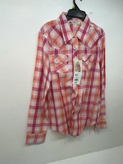 New Women’s Pink Plaid Cumberland Outfitters Long Sleeve Button Up Shirt L 3B-20