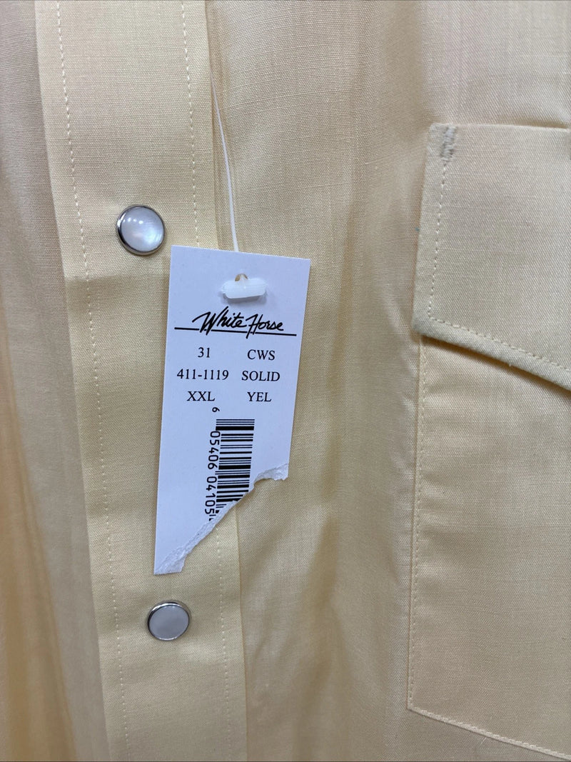 New Men’s White Horse Yellow Short Sleeve Pearl Snap 2XL F-97