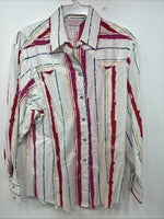 New Women’s H Bar C Multicolor Stripe Long Sleeve Pearl Snap Size 32 KK-41