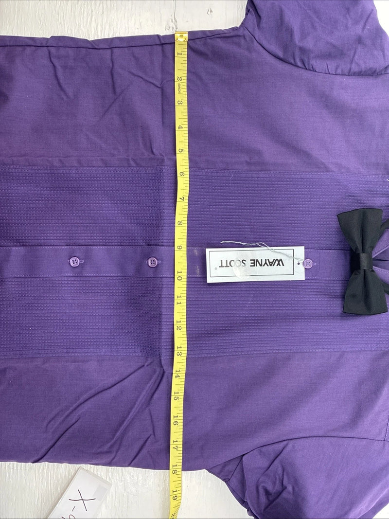New Wayne Scott Dark Purple Long Sleeve Button Up English Shirt Small X-96
