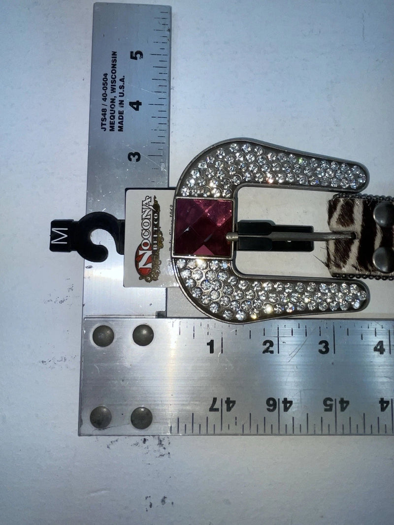 New Zebra Print Genuine Leather Nocona Bling M Belt #N1330999 Z-63