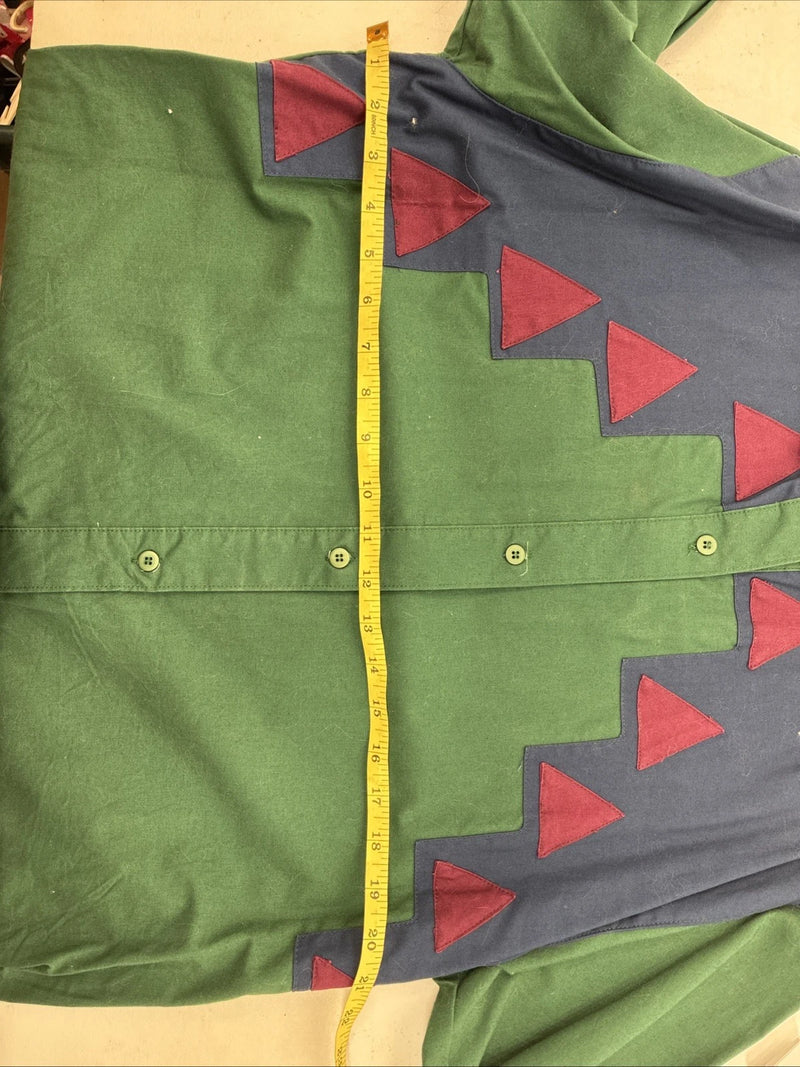 New Women’s San Angelo Green Design Long Sleeve Button Up Size Large TT-72