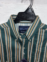 New Kids Wrangler Green Stripe Long Sleeve Button Up XL CC-89