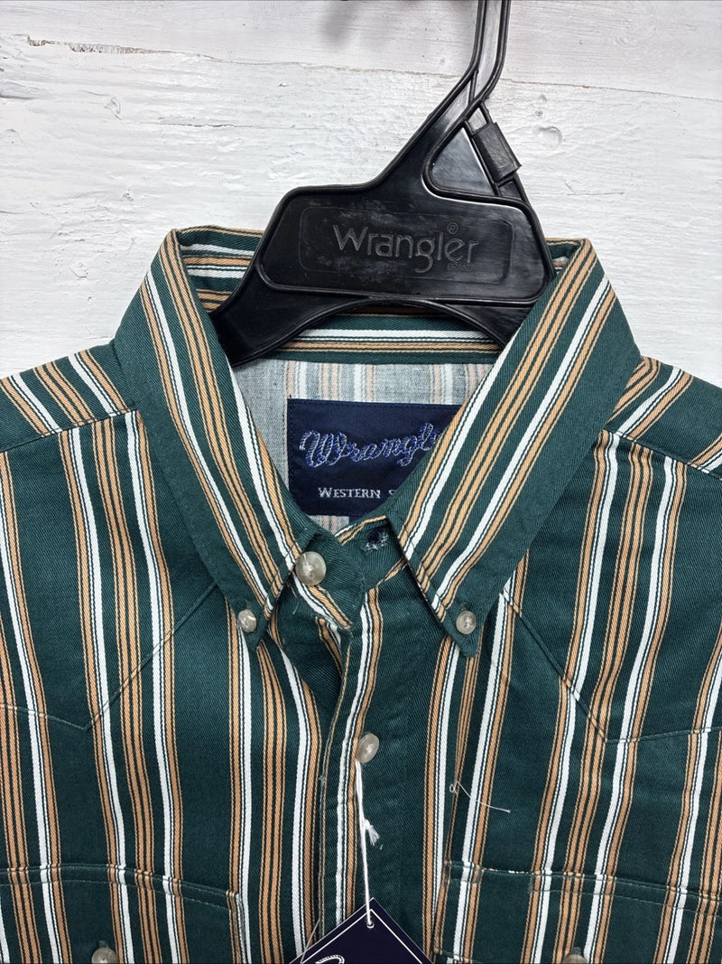 New Kids Wrangler Green Stripe Long Sleeve Button Up XL CC-89