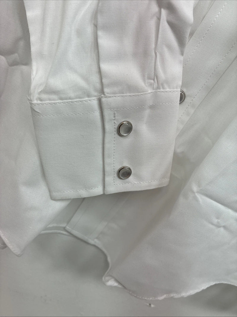 New Boys ELY Cattleman White Long Sleeve Pearl Snap Size 16 DD-76 
