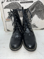 New Women’s Black Lace Up American West Cowboy Boots. 5991 7.5 7 1/2 W. 17-53