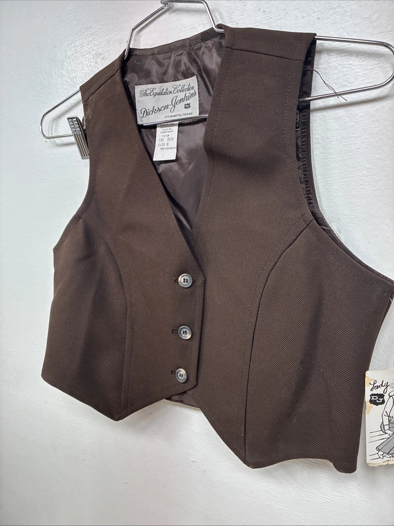 New Women’s Dickson Jenkins Brown Button Up Vest Size 8 TT-115