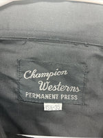 New Men’s Champion Western Black Design Long Sleeve Pearl Snap 15.5 Medium T-89