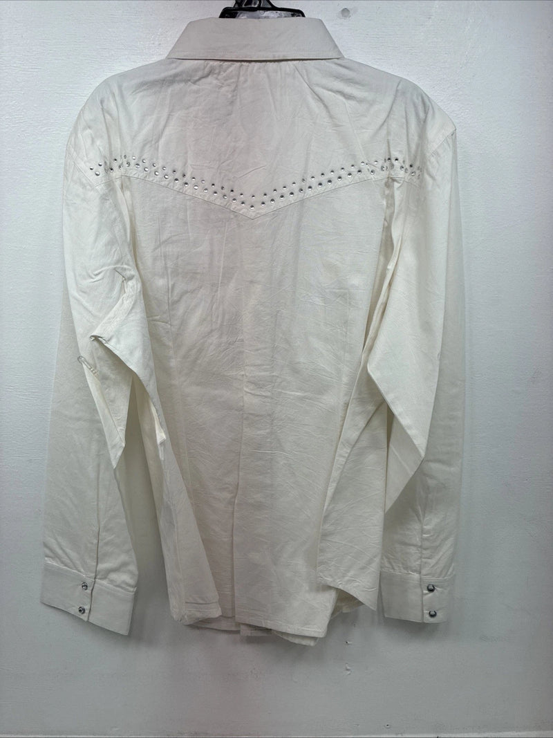 New Women’s Cumberland White Gem Long Sleeve Pearl Snap 2XL GG-43