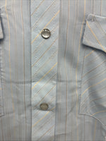 New Men’s ELY Cattleman Blue Stripe Long Sleeve Pearl Snap 16 X 34 Large V-113