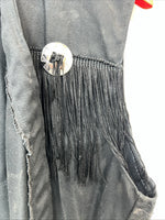 New Women’s Black Fringe Western Express Vest XL UU-43