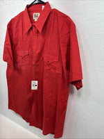 New Men’s ELY Cattleman Red Western Short Sleeve Pearl Snap 17 XL T-66