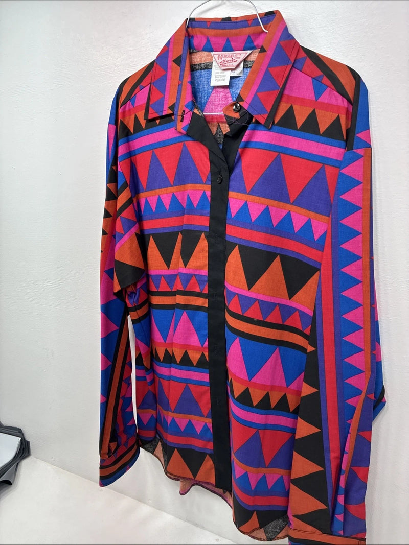 New Women’s H Bar C Multicolor Long Sleeve Pearl Snap Size 16 X 40 XL II-60