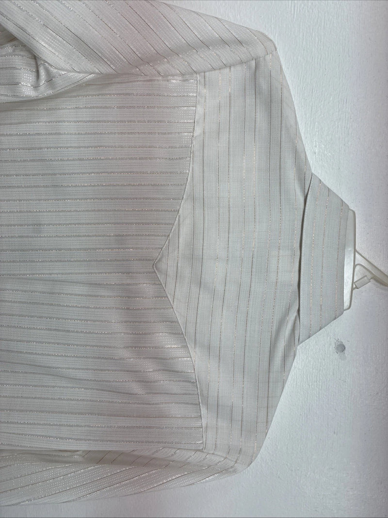 New Women’s H Bar C White Gold Stripe Long Sleeve Pearl Snap Size 40 KK-72