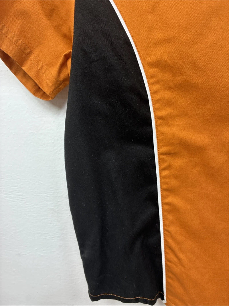 New Women’s Cumberland Orange Black Short Sleeev Crop Button Up Small TT-107 