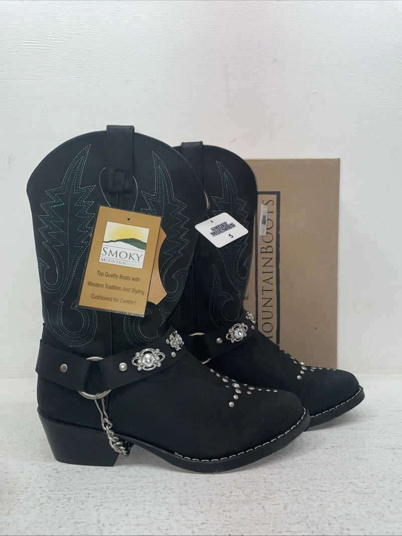 New Youth Black Smoky Mountain Cowboy Boots. 3283 Y 5. 2-116